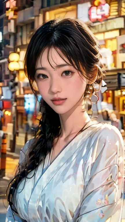 (8K, Highest quality, masterpiece:1.2),(Highest quality:1.0), (Ultra-high resolution:1.0), An illustration,Real Beauty, shoulder, Hair Ribbon, Agnes Cecil, Half Body Portrait, Super bright design, pastel colour, (ink:1.3),