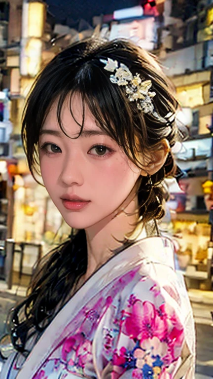 (8K, Highest quality, masterpiece:1.2),(Highest quality:1.0), (Ultra-high resolution:1.0), An illustration,Real Beauty, shoulder, Hair Ribbon, Agnes Cecil, Half Body Portrait, Super bright design, pastel colour, (ink:1.3),