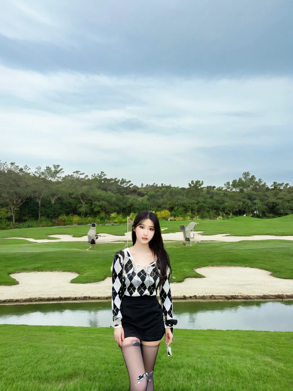 best quality,high resolution,unity 8k wallpaper,(illustration:1),perfect lighting,photo_\(medium\),photorealistic,realistic,
1girl, solo, black hair, thighhighs, long hair, sitting, looking at viewer, black eyes, lips,from above,