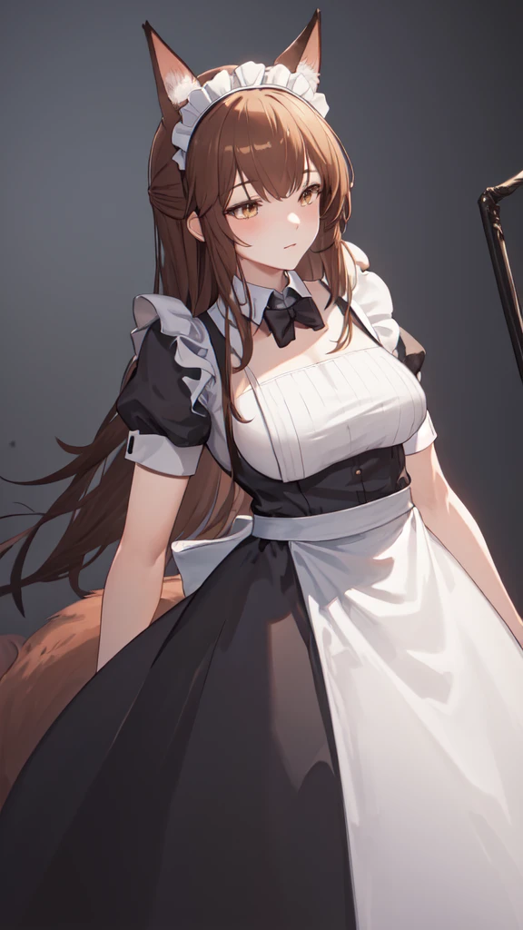 best quality, masterpiece, highres, solo, (franka_arknights:1.10), (maid:1.40), (long maid dress:1.15), 21 