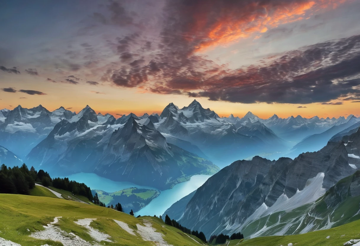 Beautiful Sky land beautiful view mountain Alps Switzerland