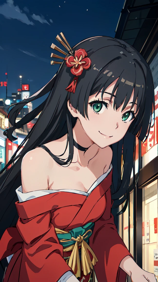 Gangbang, (High resolution:1.4), (masutepiece:1.2), (High quality:1.3) 1girl, saten ruiko, green eyes, long hair, black hair, small breast,