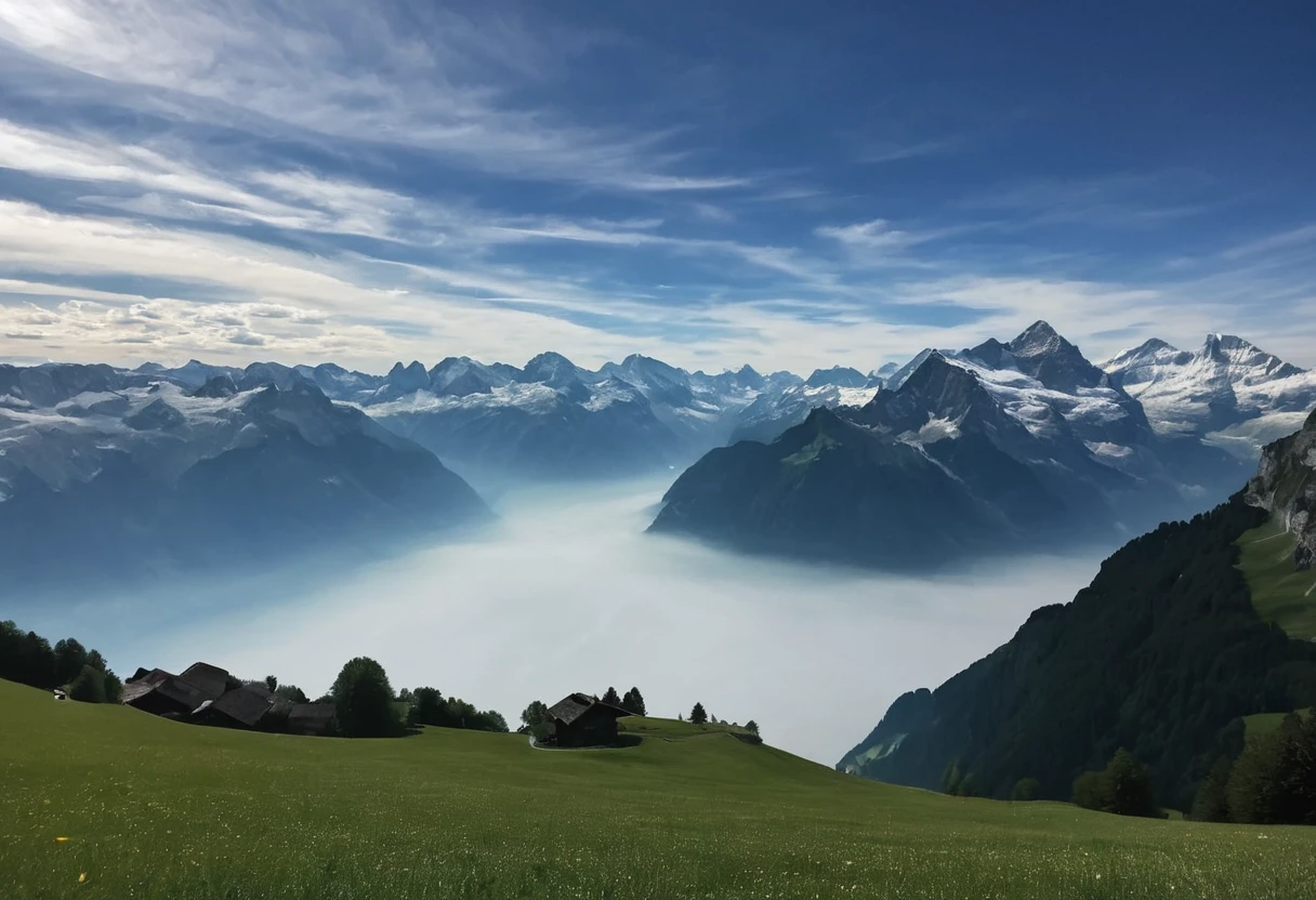 Beautiful Sky land beautiful view mountain Alps Switzerland 