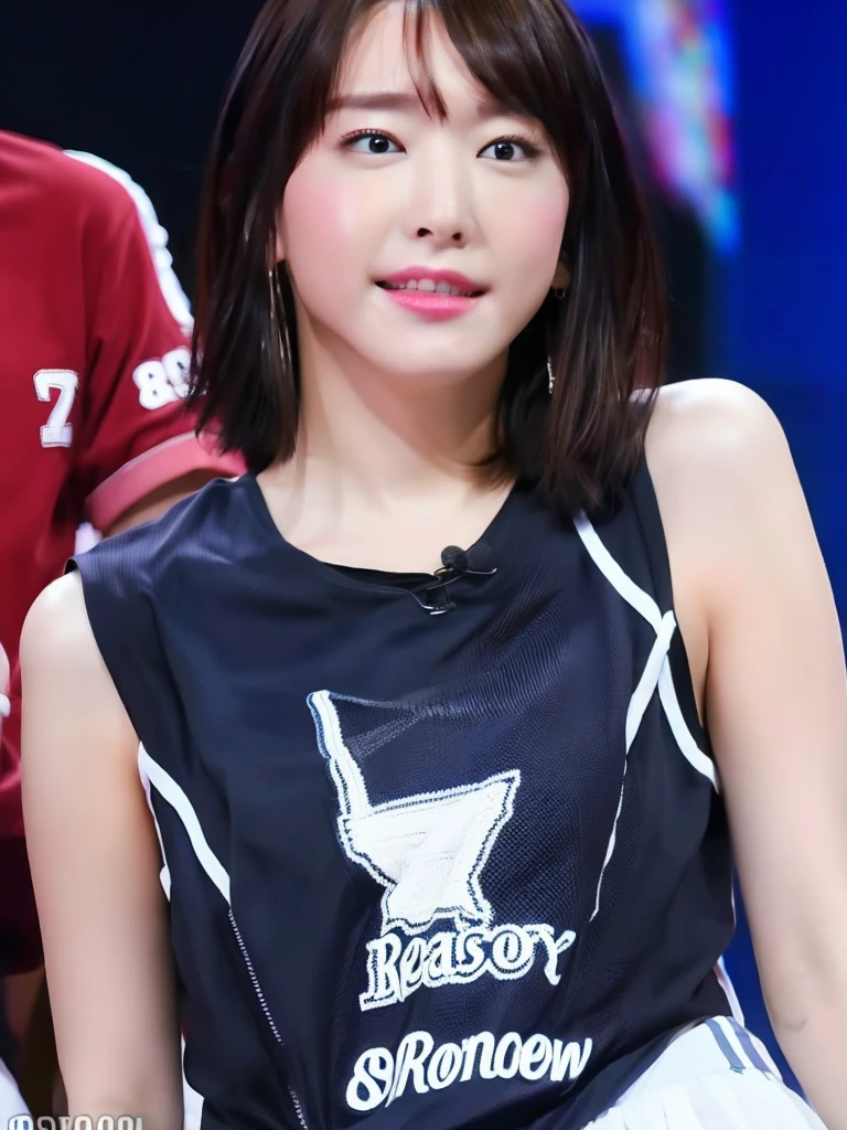(8K、Raw photo、Highest quality、masterpiece:1.2)、High-resolution RAW color photos、Professional photography、(Realistic、Photorealistic:1.37)、Cinematic light、was covered in ,Sexy pose,short hair, Very nice and beautiful,Realistic,Ahegao、Cheerleader outfit、Full body image