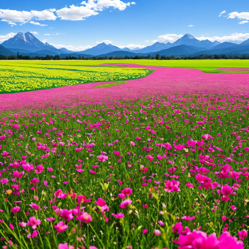 a close up of a field of flowers with mountains in the background, a tilt shift photo by Niko Henrichon, trending on unsplash, color field, fields of flowers, an aesthetic field of flowers, field of flowers, in a field of flowers, field of fantasy flowers, flower field, field of mixed flowers, field of wild flowers, flower meadow