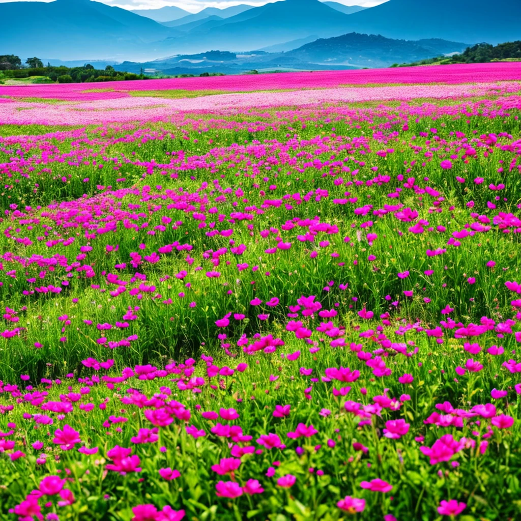 a close up of a field of flowers with mountains in the background, a tilt shift photo by Niko Henrichon, trending on unsplash, color field, fields of flowers, an aesthetic field of flowers, field of flowers, in a field of flowers, field of fantasy flowers, flower field, field of mixed flowers, field of wild flowers, flower meadow