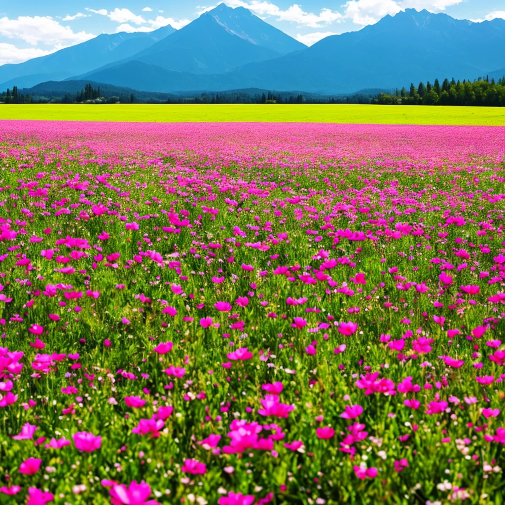 a close up of a field of flowers with mountains in the background, a tilt shift photo by Niko Henrichon, trending on unsplash, color field, fields of flowers, an aesthetic field of flowers, field of flowers, in a field of flowers, field of fantasy flowers, flower field, field of mixed flowers, field of wild flowers, flower meadow