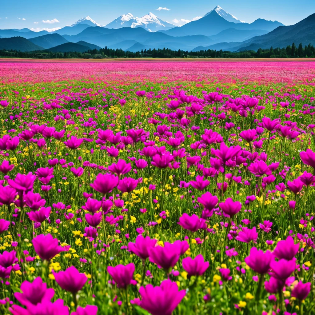 a close up of a field of flowers with mountains in the background, a tilt shift photo by Niko Henrichon, trending on unsplash, color field, fields of flowers, an aesthetic field of flowers, field of flowers, in a field of flowers, field of fantasy flowers, flower field, field of mixed flowers, field of wild flowers, flower meadow