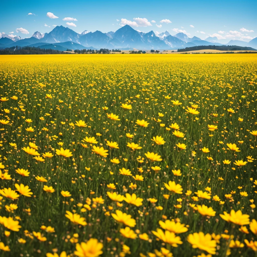 a close up of a field of flowers with mountains in the background, a tilt shift photo by Niko Henrichon, trending on unsplash, color field, fields of flowers, an aesthetic field of flowers, field of flowers, in a field of flowers, field of fantasy flowers, flower field, field of mixed flowers, field of wild flowers, flower meadow