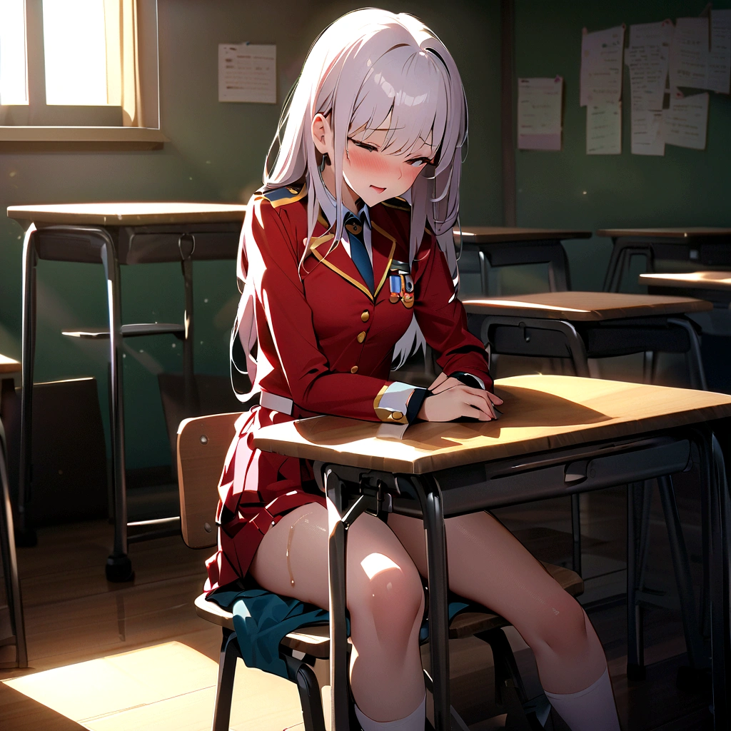 Ultra HD Photos、whole body、Accurate depiction of the human body、Schools that train sex slaves、uniform、classroom、whole bodyエスビアン、Small breasts、Lewd、Clothed masturbation、shame、Transparent love juice overflowing from between her legs、Sensuality、Feels good