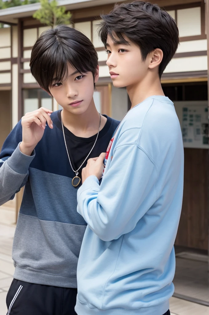 a handsome, refreshing athletic boy, 1 boy, charming, protagonist, youth, japanese high school student style, magazine idol style, slender body, casual clothes, smooth, skin texture, functional beauty, moe, vitality, vigor, gentle breeze, speck of dust, natural lighting, face, hands, eyes, biological accuracy, slender limbs, male protagonist, japanese male, male-loving male, 2 male students in love, male students, male-loving, extremely detailed, sexual desire, sexual excitement, male-focused, (best quality,4k,8k,highres,masterpiece:1.2),ultra-detailed,(realistic,photorealistic,photo-realistic:1.37)