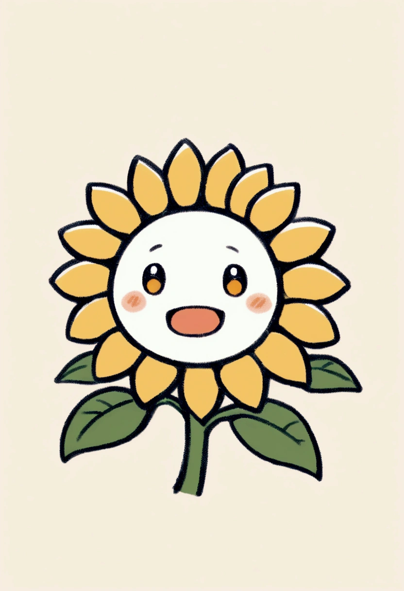 Cute anthropomorphic sunflower logo