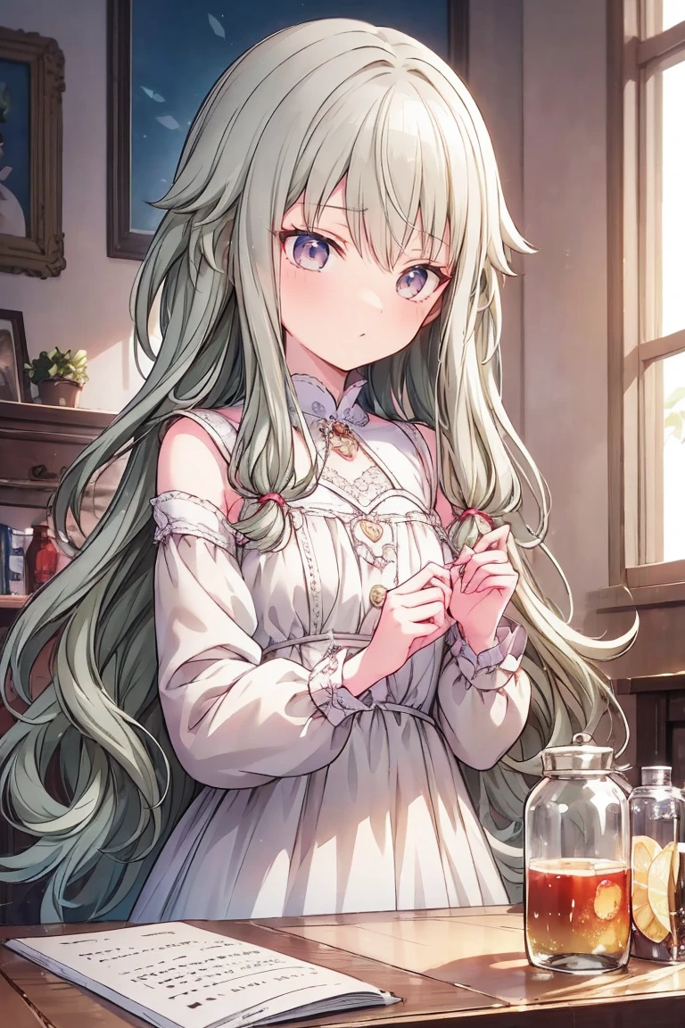 Tabletop、masterpiece、Best image quality、Look this way、Fluffy hair、Delicate eyes、Adorable, 最high quality、Mature Girl、1 person、smile、masterpiece, Most detailed, high quality、Shiny Hair、Very fine and beautiful bright eyes、nose blush、Very detailed, clear and beautiful face, Awards, (Anatomically correct)、Cowboy Shot、Sitting