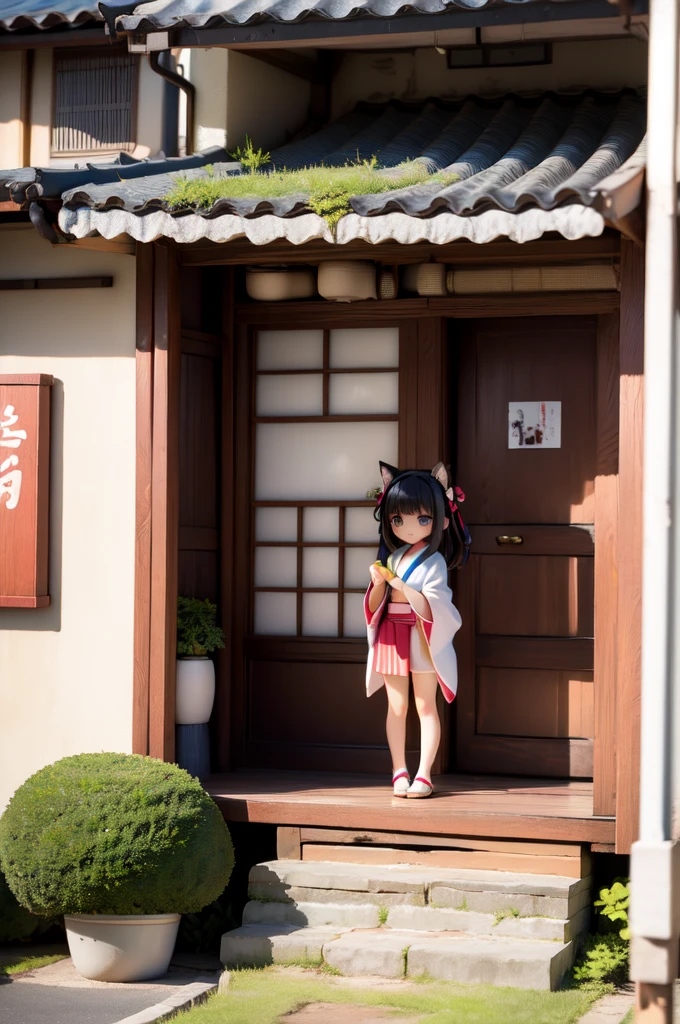 Japanese countryside .Chibi character, Cute,girl