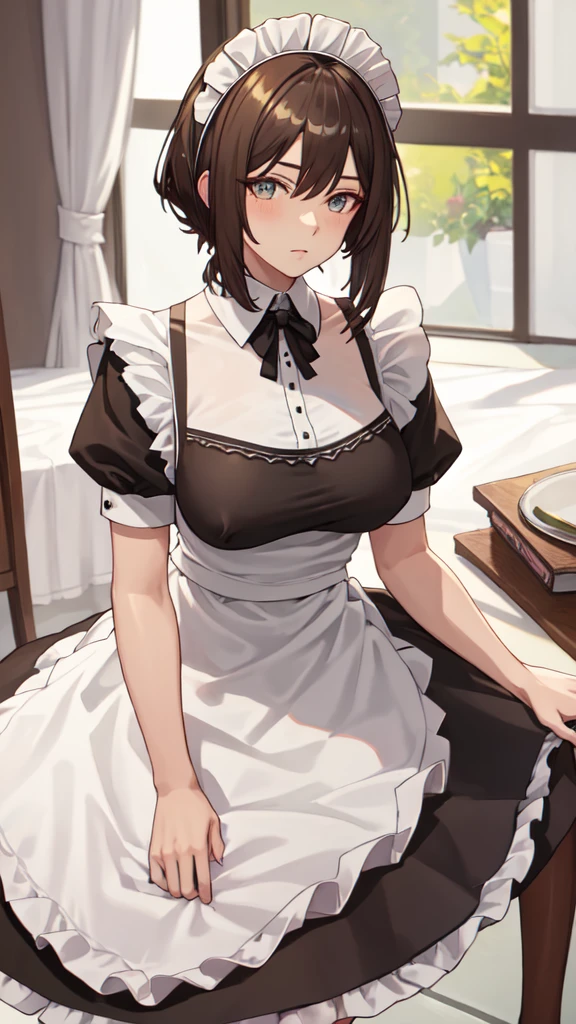 best quality, masterpiece, highres, solo, (franka_arknights:1.10), (maid:1.40), (long maid dress:1.15), 21 