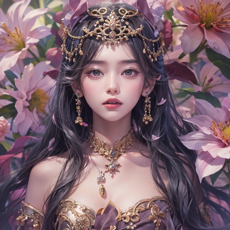 that'that'that'that'that'that'it's raining, c that、Hair flow、 ((highest qualthaty、masterpiece、8K、Best image qualthaty、Ultra-high resolution、Award-winning works)、(Accurate anatomy:1.1)、(Look at me and smile:1.1)、Shining fair skin wthath Ultra-high resolution、The most detailed face、Ultra-high resolution detailed face、Ultra-high resolutionの髪の毛、(Ultra-high resolutionの煌めく瞳:1.1)、Beautiful face drawn in every detail、ancient gothic costume , Chest to chest, tattoo, Surrounded by lilies