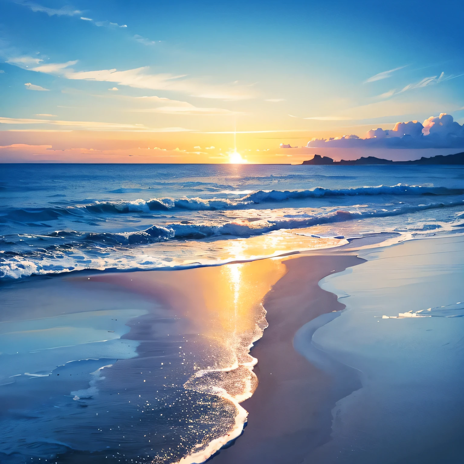 Blue sea, photography, sea view on the beach, 4K HD, watercolor, aesthetic.