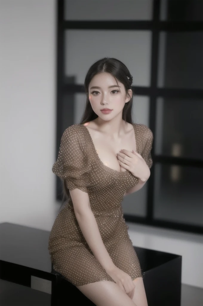 photo of a 18 y.o girl, beautiful vintage color, instagram (photorealistic, high resolution:1.4), ((puffy eyes)), looking at viewer, , full body (8k, RAW photo, best quality, masterpiece:1.2), (realistic, photo-realistic:1.37), (sharp focus:1.2), professional lighting, photon mapping, radiosity, physically-based rendering, (pale skin:1.2), (medium breasts:1.2), looking at viewer, (middle hair:1.5), portrait, purple eyes, (sliver hair:1.1), bangs, (simple background:1.4), solo, upper body, realistic, (masterpiece:1.4), (best quality:1.4), (shiny skin), fashion girl, makeup, smile(skinny, closed mouth,shy:1.3), (sheer sun dresses:1.5513), (standing:1.1), medium bust, sexy pose, {NSFW:2.0},