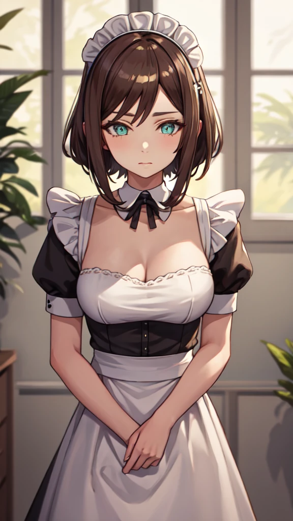 best quality, masterpiece, highres, solo, (franka_arknights:1.10), (maid:1.40), (long maid dress:1.15), 21 