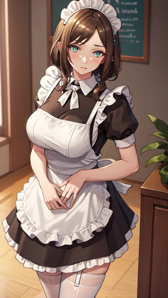 best quality, masterpiece, highres, solo, (franka_arknights:1.10), (maid:1.40), (long maid dress:1.15), 21 