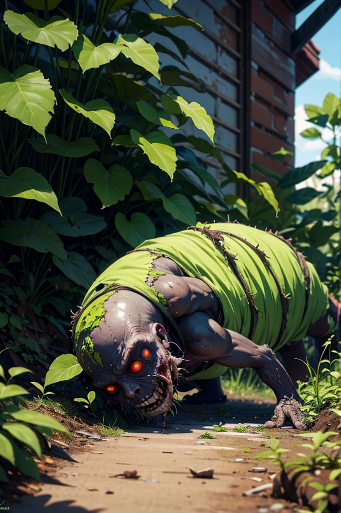 a decaying zombie with rotten flesh invading a lush garden, photorealistic, 8k, vivid colors, masterpiece, detailed plants, side view, walking with outstretched arms, (best quality,4k,8k,highres,masterpiece:1.2),ultra-detailed,(realistic,photorealistic,photo-realistic:1.37),studio lighting,extreme detail description,professional,vivid colors,photography