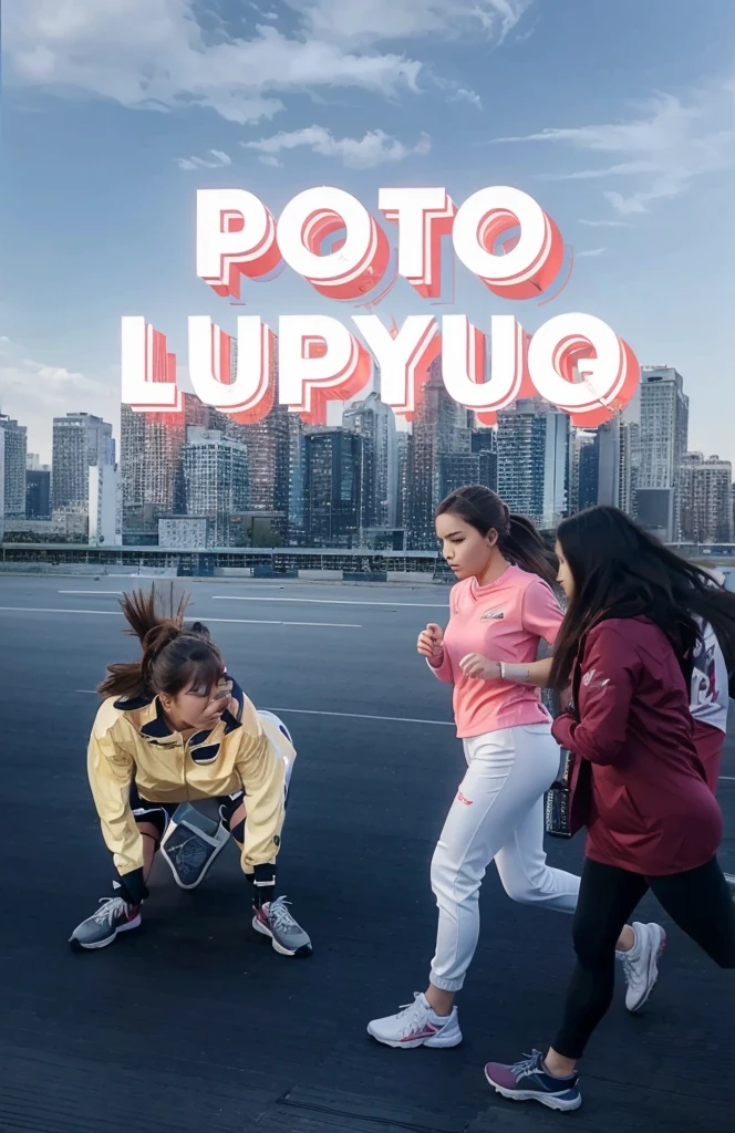 (Best quality,A high resolution,Ultra-detailed,Reĺalistic:1.2) two woman runner outfit, ONE PHOTOGRAPHER, 2024 runner outfit, road runner（promotional poster）。