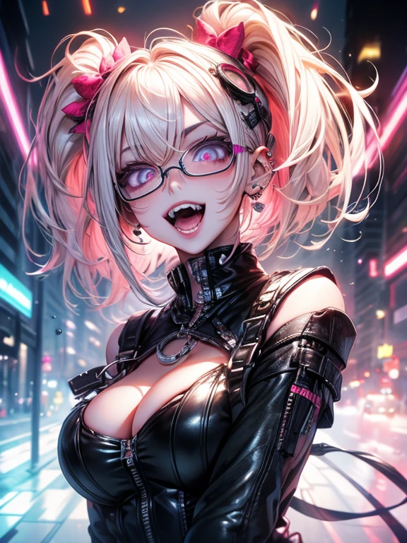 Highest quality,Highest Resolution,sexy,neon,Short Bob,Very beautiful eyes,Ecstasy face,Big Breasts,whole body,Glasses