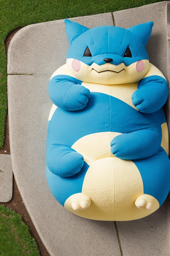 Pokemon Snorlax, outside, laying down, cartoon
