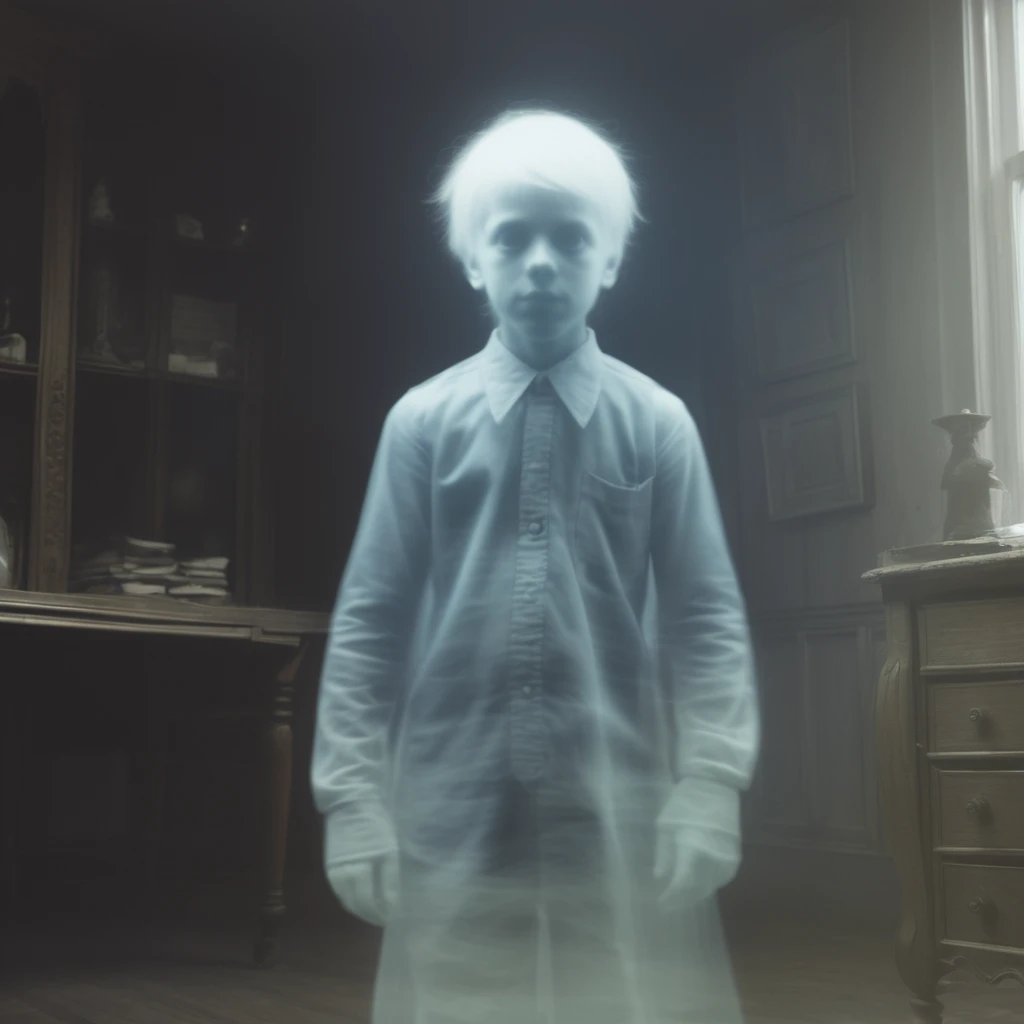 a photo of a transparent ghost boy