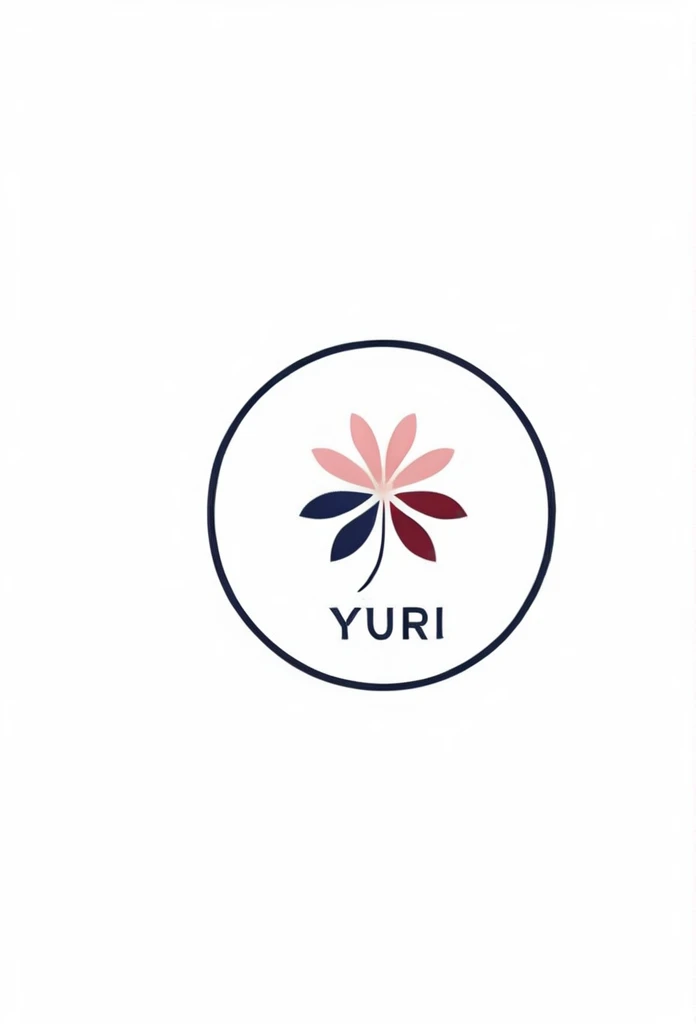 A stylish apparel brand logo with a floral motif that looks like it was drawn in one stroke.「Yuri」Logo of French apparel brand. Pretty cool chic and modern design. Background is white.