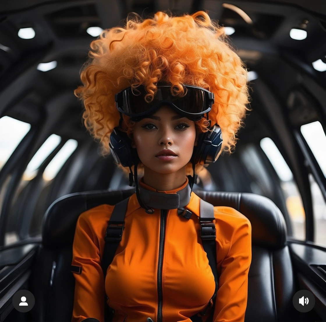 Realistic, 4K, HD, ultra detailed, Portrait of the same mixed skin stunning young woman with afro curly orange brown hair