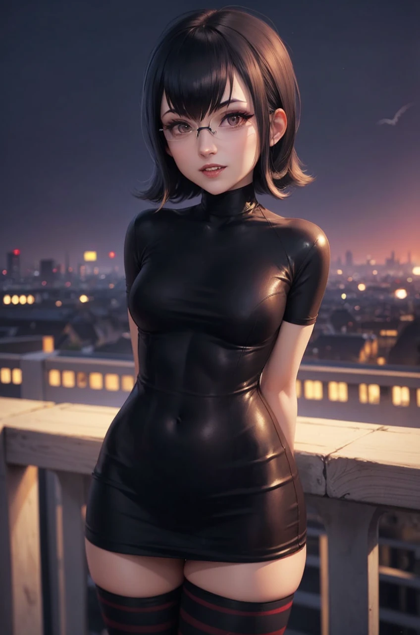 female mavis dracula long black hair glasses