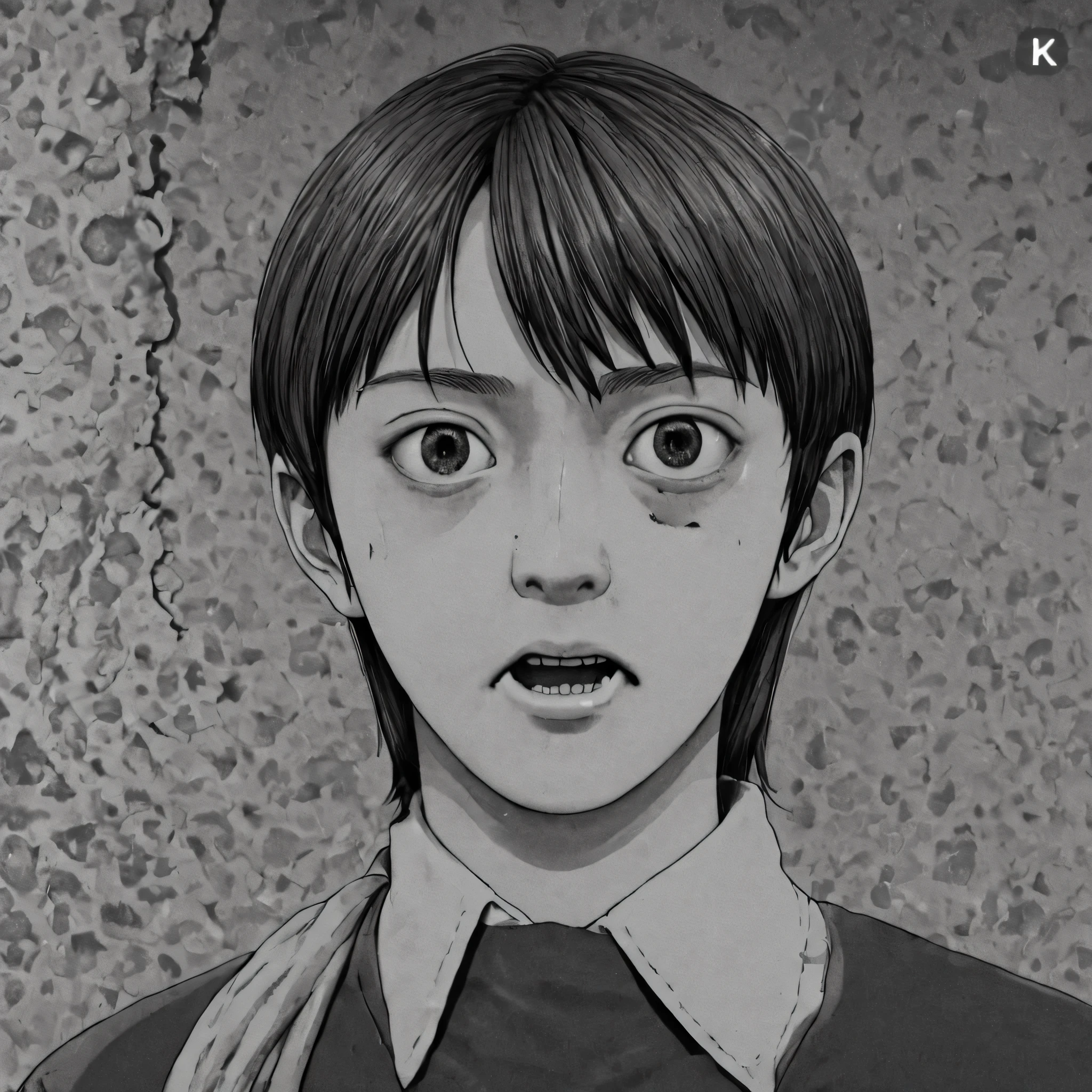 (anime), bizarre scenario, This is Junji, Yusuke Murata, black and white, 8K, anime, horror