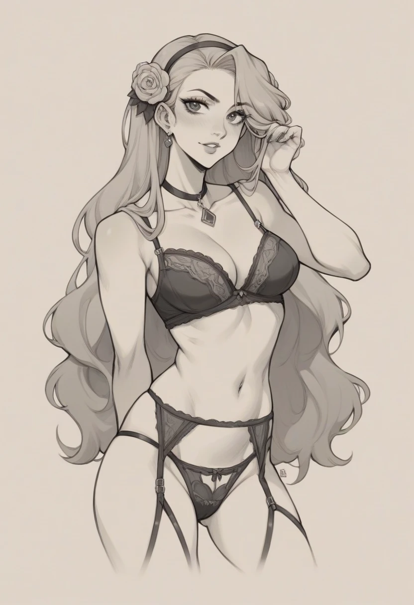 Jeune femme de type européen cheveux couleur châtain belle forme du corps proportionnellement bien fait reflet de bronzage belle coupe belle taille jolie tenue légère lingerie sexy tache de rousseur pose attirante vue sur joli postérieur regarde la caméra beaux yeux doux