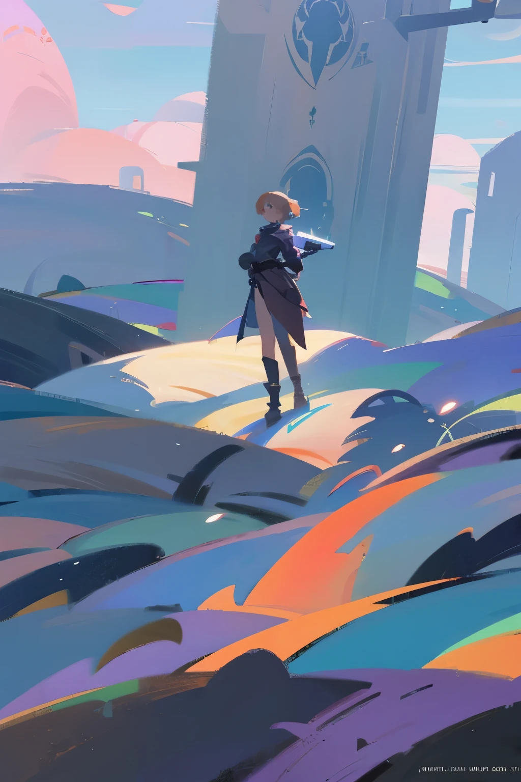 girl with armor and sword futuristic style, image with great detail and perfection