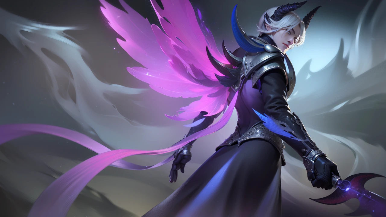 masculine male, masterpiece, ((perfect eyes)) best quality, (semirealism:1.9), beautiful lighting, (extremely detailed CG unity 4k fhd wallpaper), High Detail, Sharp focus, dramatic outdoors, 1 boy ,19 years old, white hair, light purpel eyes, smile.