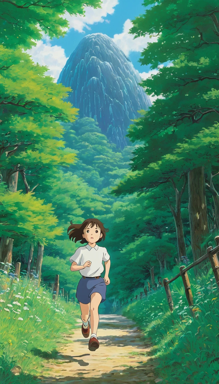 スタジオGhibli styleアニメ映画,Movie stills,Representative works,Official Art,Professional,Super intricate details,
Highest quality,8Kのmasterpiece,Super detailed,超A high resolution,High resolution,Depth of written boundary,
High background image quality,(masterpiece:1.5),
Ghibli style,((((1 girl:1.9,solo)))),Running girl,10-year-old girl,
The wind is blowing,Girl's back view,Shorts,Wearing a straw hat,