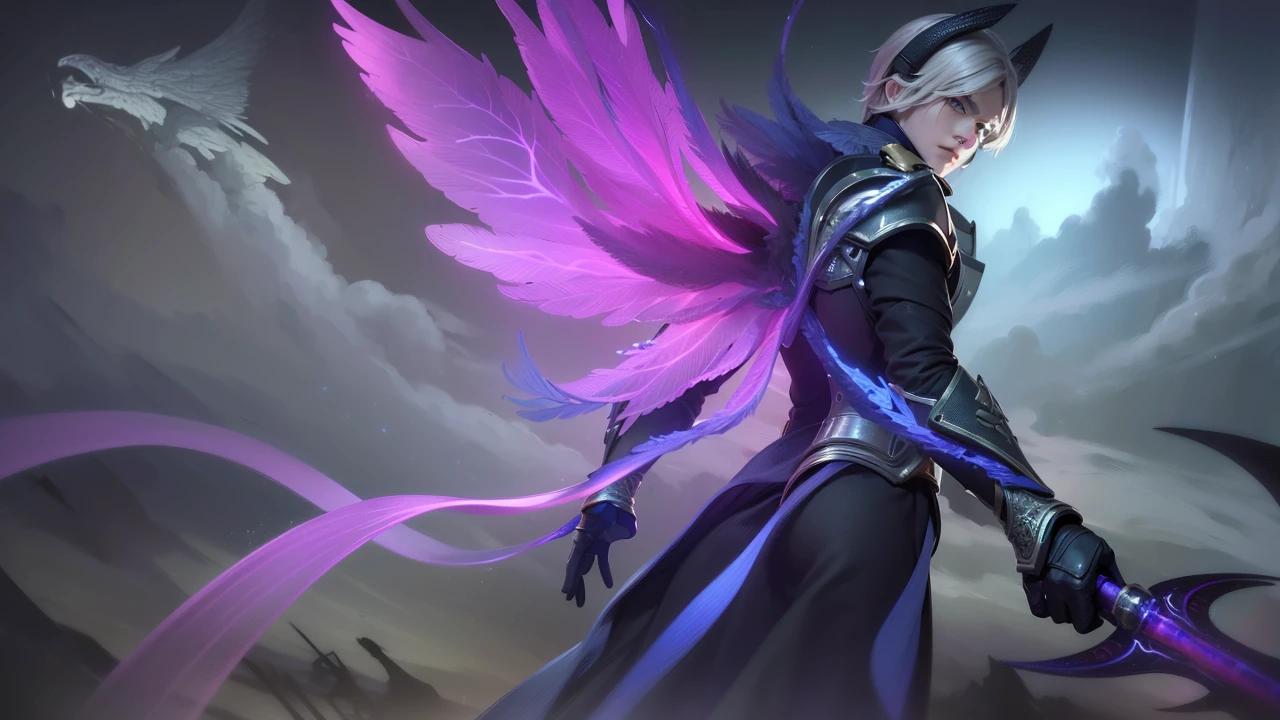 masculine male, masterpiece, ((perfect eyes)) best quality, (semirealism:1.9), beautiful lighting, (extremely detailed CG unity 4k fhd wallpaper), High Detail, Sharp focus, dramatic outdoors, 1 boy ,19 years old, white hair, light purpel eyes, smile.