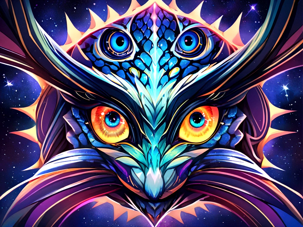 Mysterious Dragon, Look straight into the soul, Crafty eyes, In the Universe, paradox, In time and space.