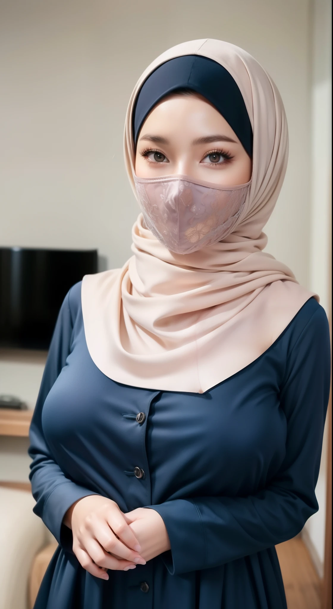 (Hyper-realistic) , (illustratio), (Increase the resolution),(8K), (Most Best Illustration),(extremely detaile), (Beautiful and delicate eyes),(The face is super detailed), (Detailed face), solo,1个Giant Breast Girl, looking at viewert, in the darkness nigth, deep shading, ssmile,cabelos preto e longos,(((Russian women's uniform:1.8)))