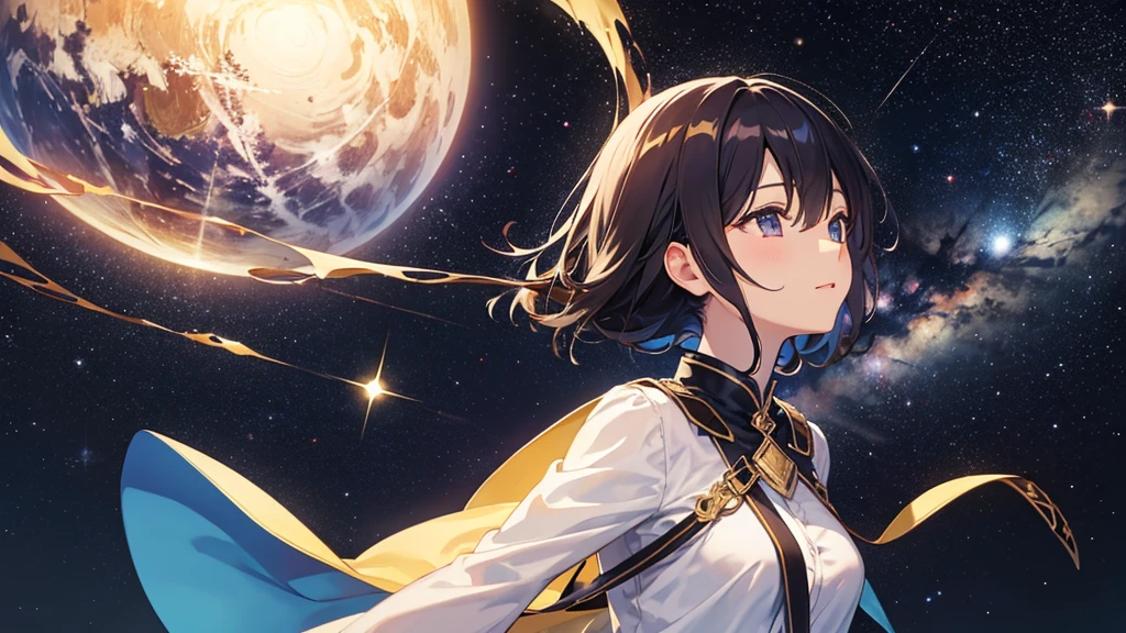 universe、woman、20-year-old、Night Sky、universeで彷徨う