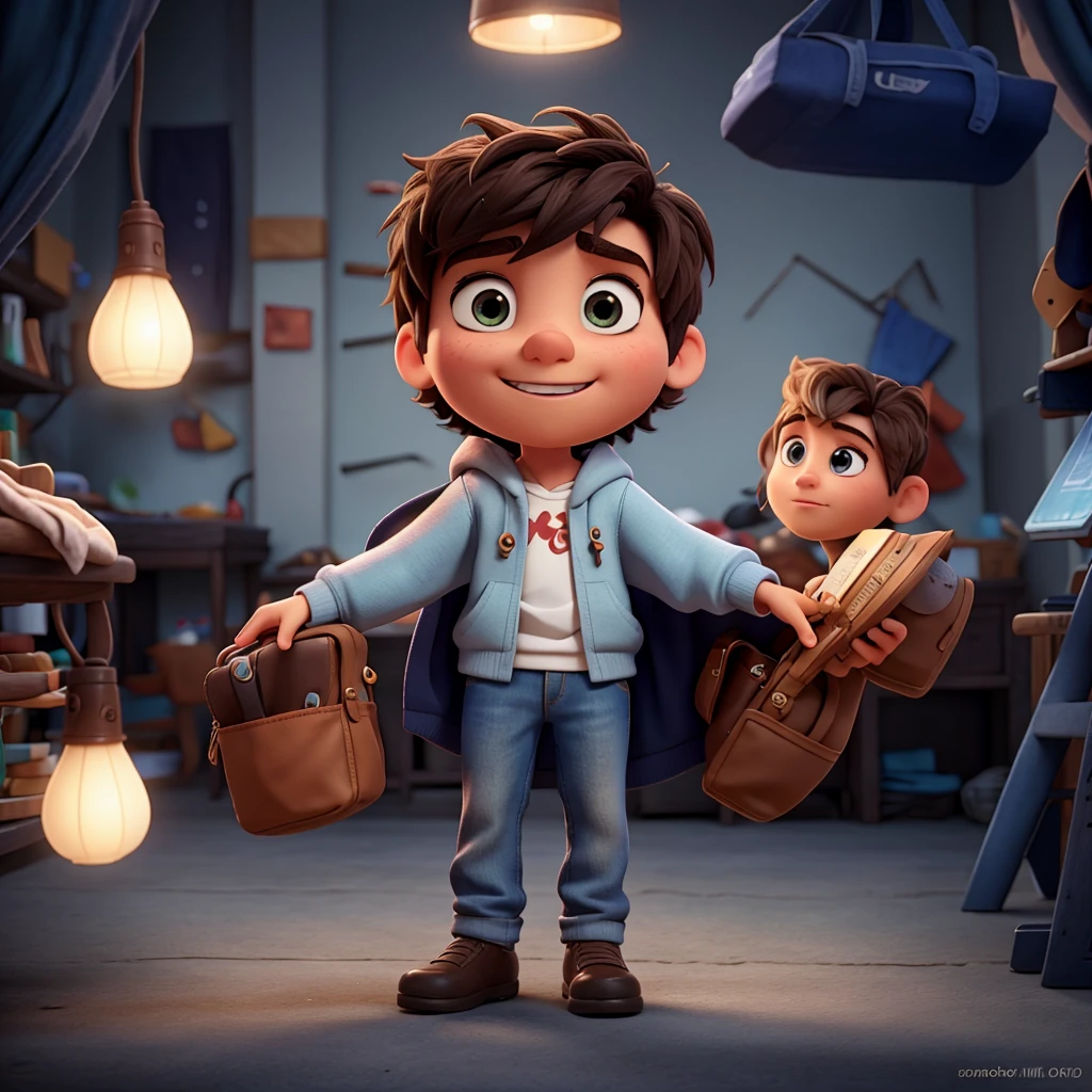 A pixar style boy, wearing a hoodie, model, handsome, 3D cartoon, detailed facial features, beautiful eyes, cute expression, dynamic pose, cinematic lighting, intricate details, vibrant colors, soft lighting, photorealistic, highly detailed, 4k, best quality, masterpiece