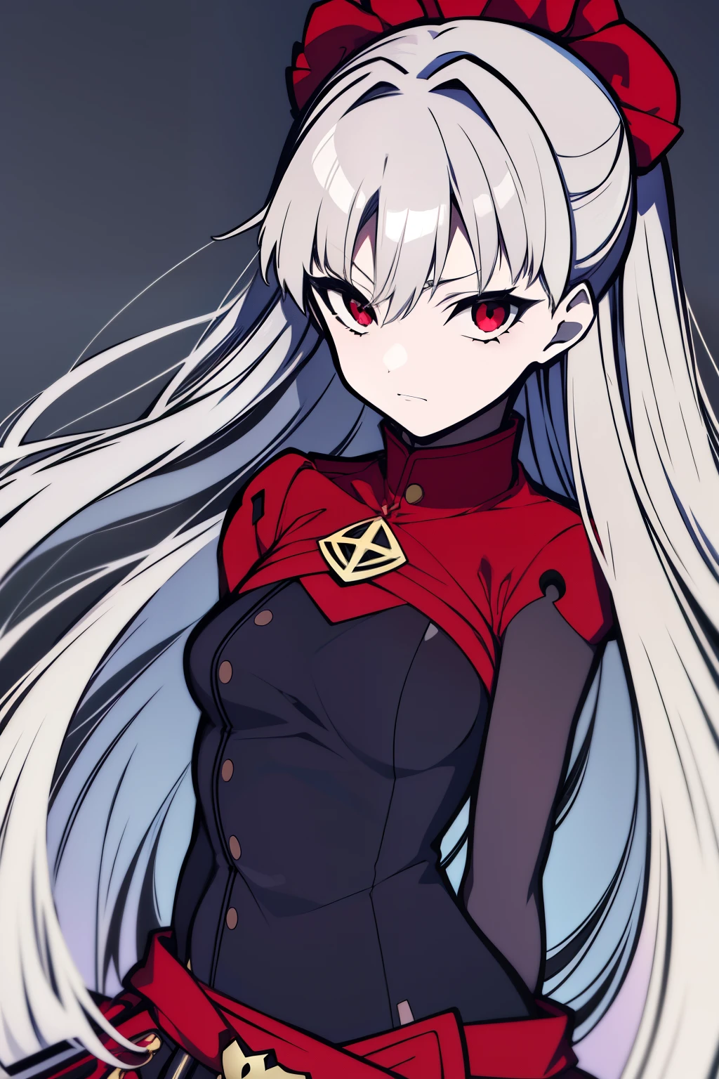 gachakukin - Luna from Fate stay night [UBW version], capturing her essence in a Berserk-inspired style (Season 2):

long black hair, twisted and wild, with silver bangs that frame her angelic face; her signature red eyes, filled with a mixture of curiosity and combativeness, gaze at the viewer; her iconic dress, adorned with intricate patterns and lined with fur, accentuates her slender figure; a red sash wrapped around her waist, hinting at her noble background; her fingers, delicate yet strong, rest on the hilt of her UBW (Unlimited Blade Works) saber, ready for