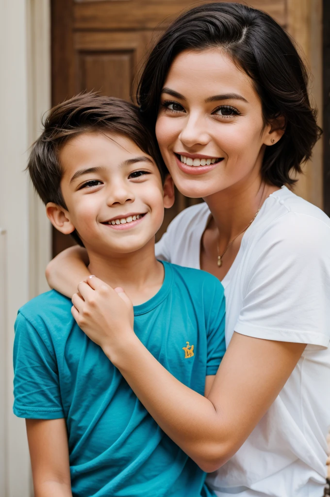A happy mother and a boy