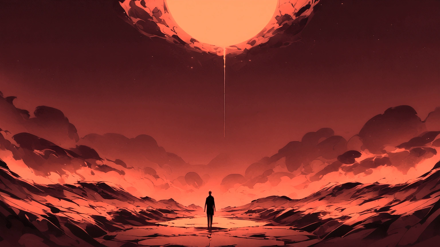 Red Theme, Background, Little bit dark, Red Horror Landscape
