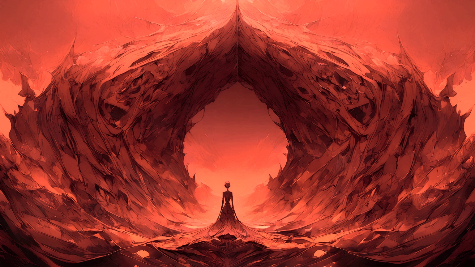 Red Theme, Background, Little bit dark, Red Horror Landscape