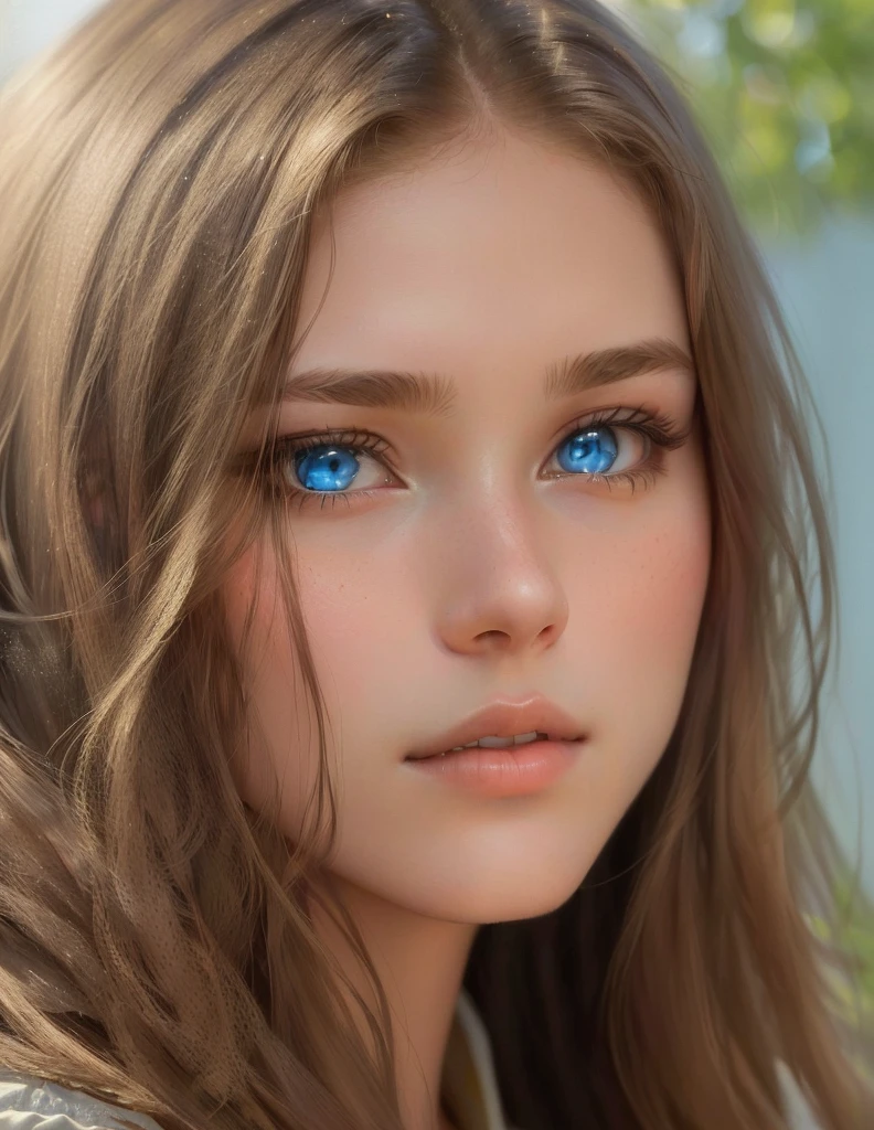 arafed young girl with long hair and blue eyes looking at the camera, beautiful young girl, gorgeous young model, light brown hair blue eyes, beautiful girl model, very beautiful face, extremely beautiful face, beautiful model girl, beautiful model, very beautiful girl, perfect face ), very pretty model, a beautiful teen-aged girl, very pretty face, beautiful young face