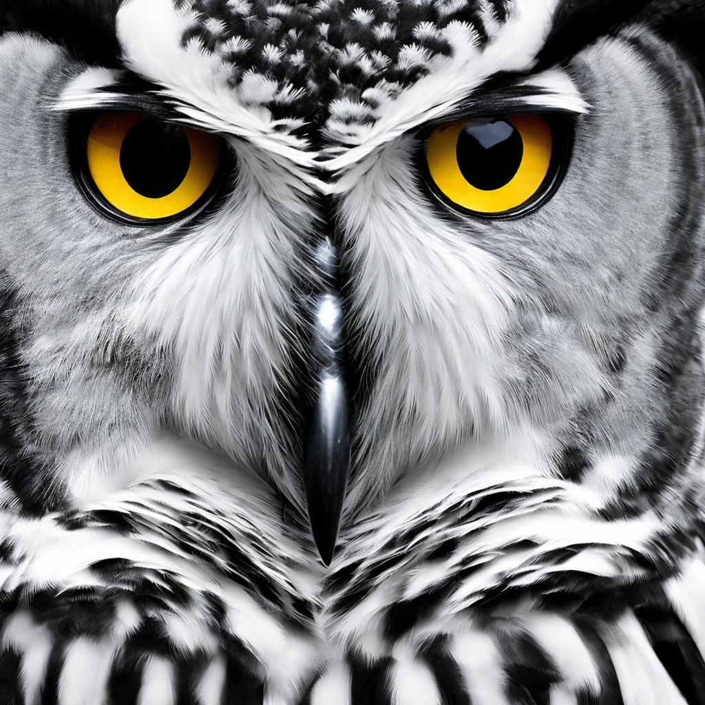 generate a black and withe portrait of a owl