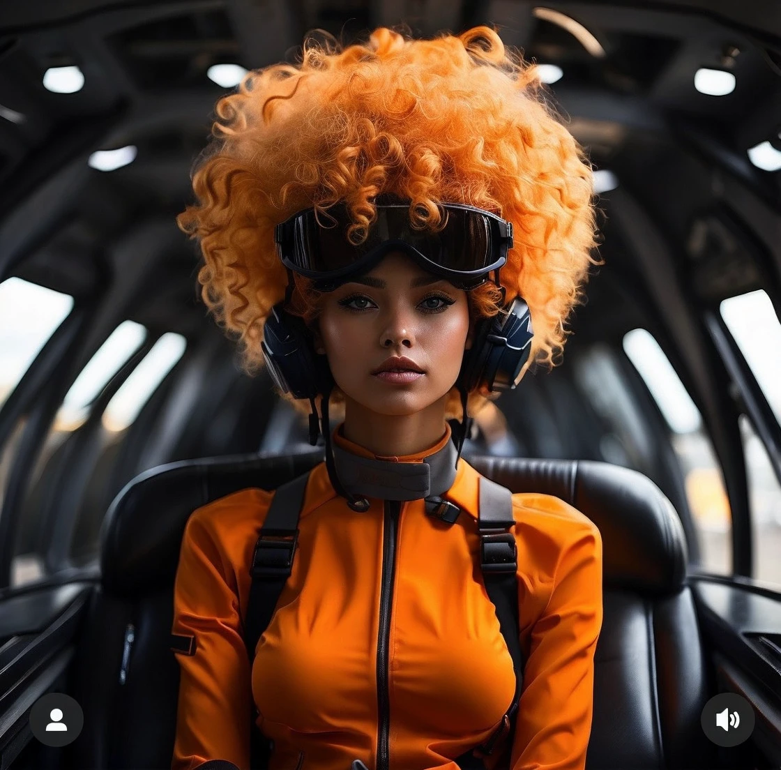 Realistic, 4K, HD, ultra detailed, Portrait of the same mixed skin stunning young woman with afro curly orange brown hair