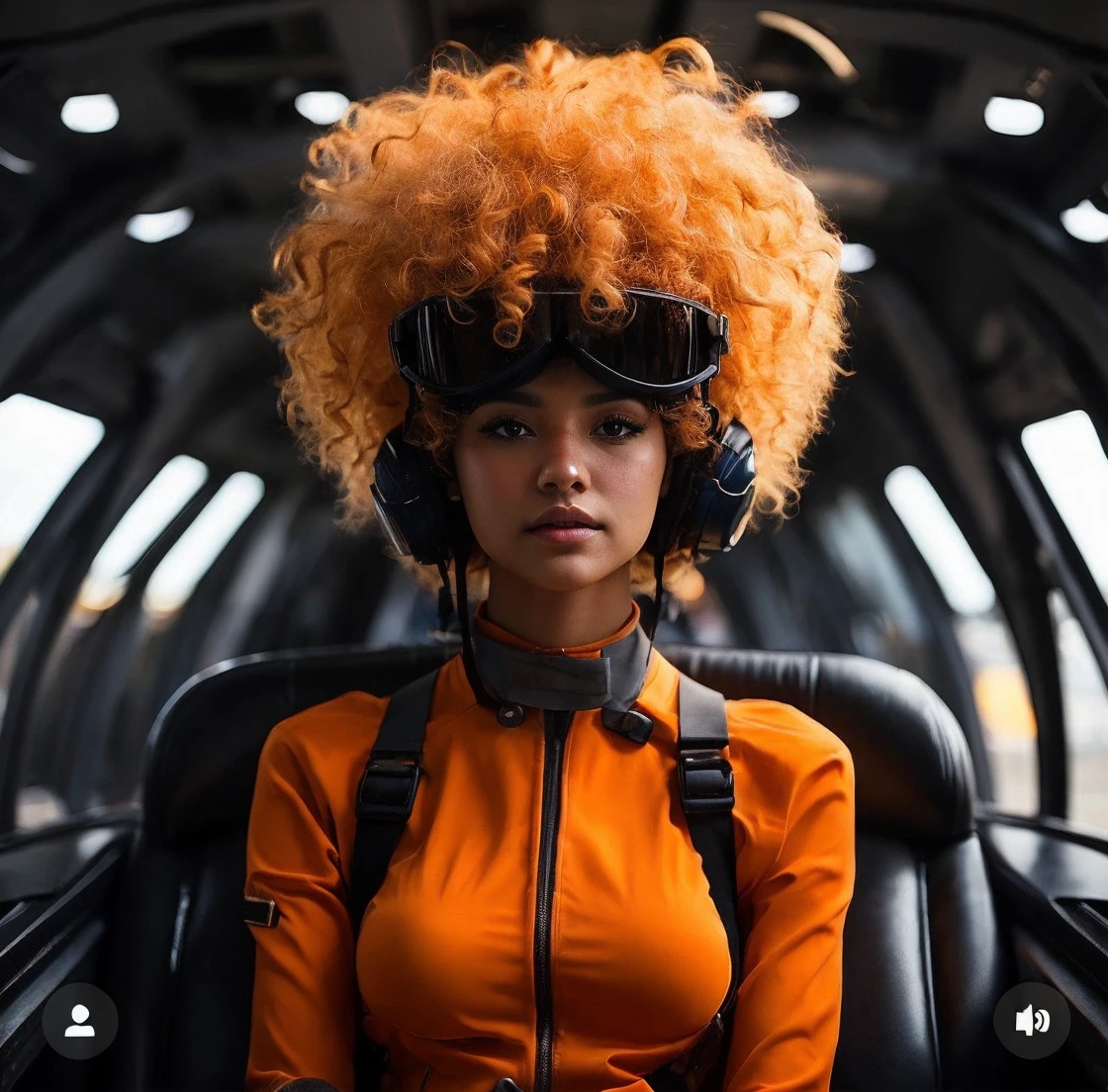 Realistic, 4K, HD, ultra detailed, Portrait of the same mixed skin stunning young woman with afro curly orange brown hair